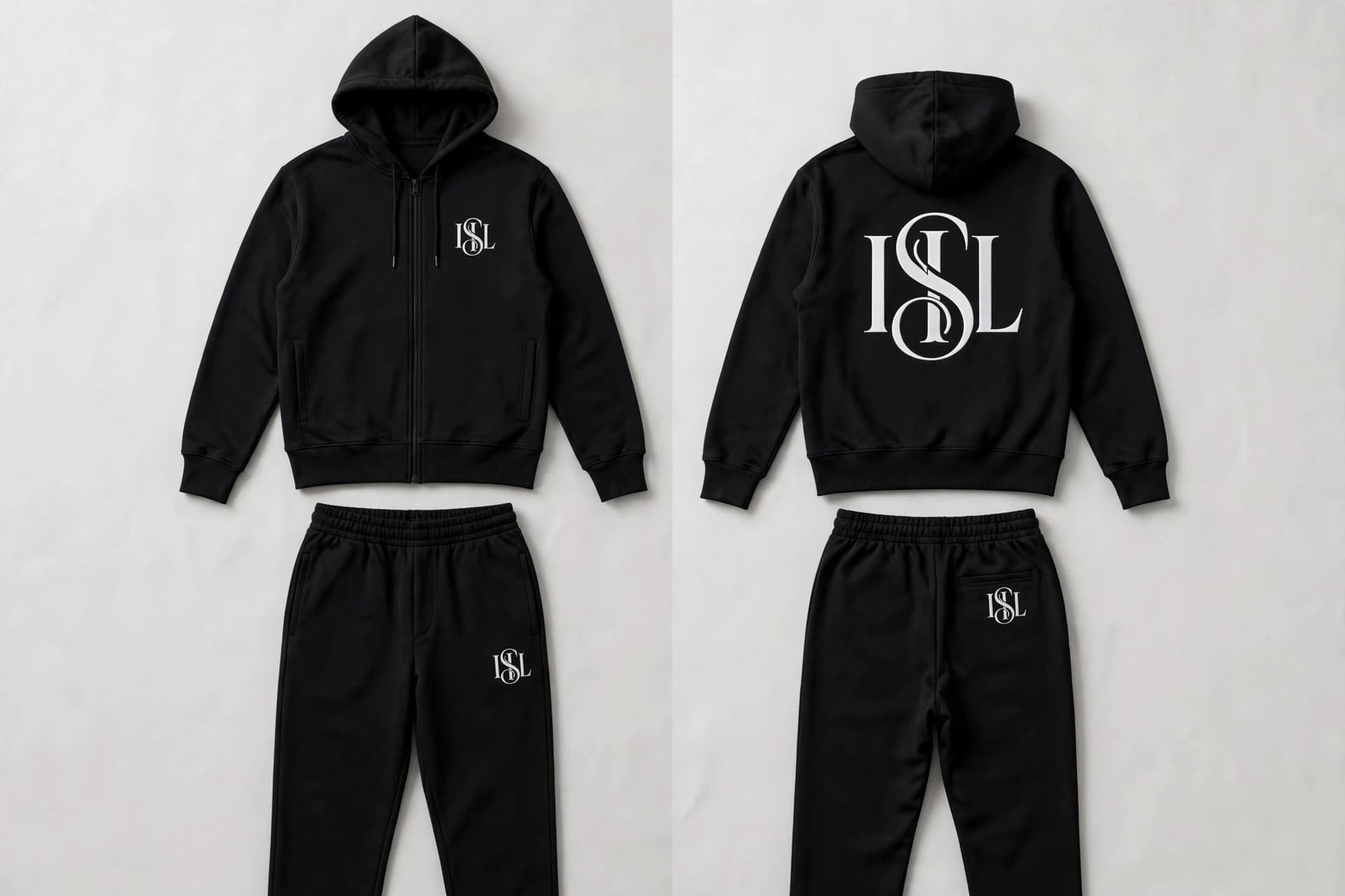 Premium black up & down hoodie